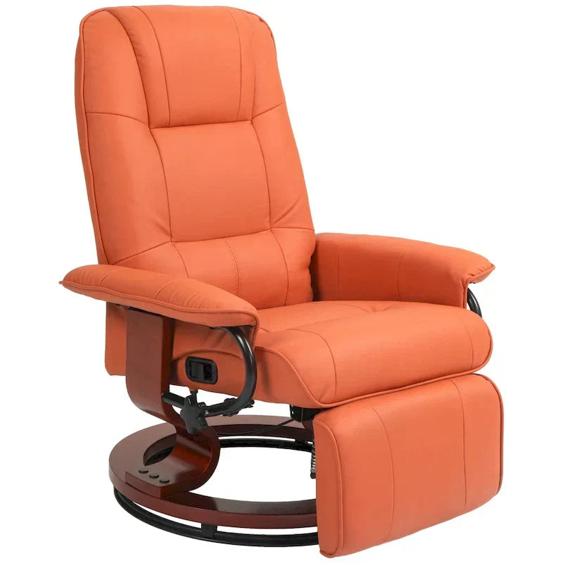 Fauteuil inclinable HomCom en similicuir, réglable, à base pivotante et commande manuelle, avec repose-pieds confortable et relaxant