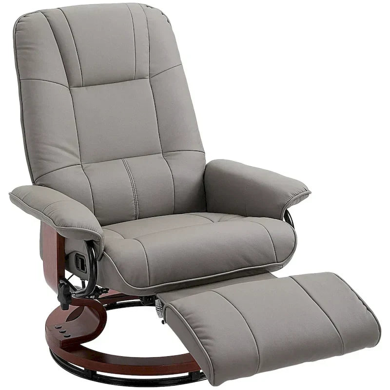 Fauteuil inclinable HomCom en similicuir, réglable, à base pivotante et commande manuelle, avec repose-pieds confortable et relaxant