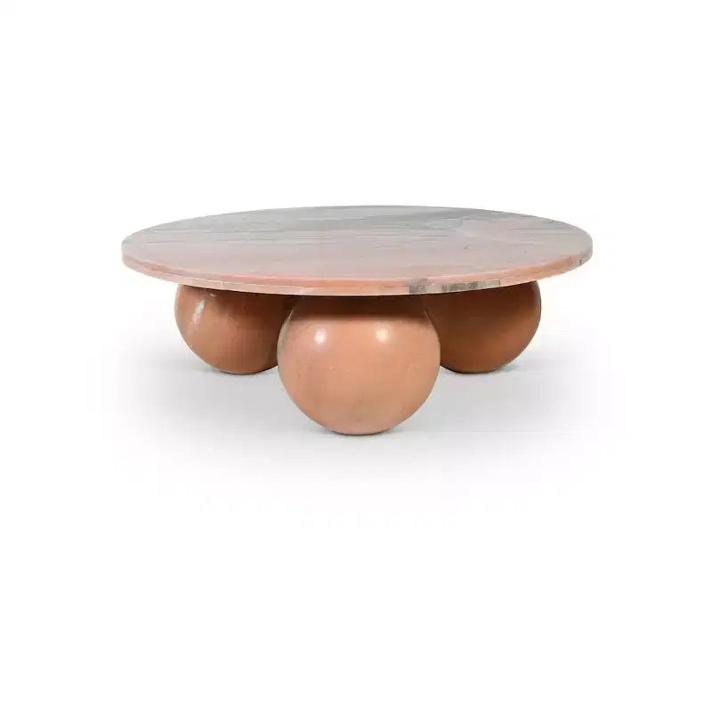 Runder Couchtisch aus Marmor mit Kugelbeinen, mehrfarbig, für 4 Personen??