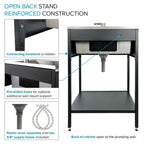 24-in W x 22-in D x 35-in H Edelstahl-Waschbecken und Waschtisch