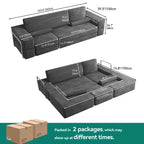 Verstellbares Cloud-Ecksofa, bequemes Cord-Ecksofa mit tiefem Sitz und hohen Kissen, einfache Montage