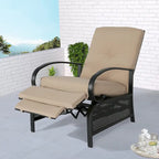 Cadeira reclinável ajustável de exterior, sofá de descanso com almofada - 38 (D) x 26.5 (W) x 38.5 (H) POLEGADAS