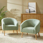 Nowoczesny fotel boucle Sheila 30 W z nogami z litego drewna, zestaw 2 szt., HULALA HOME