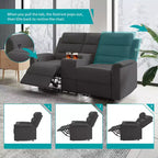 Beige-graues Relaxsofa aus Tech-Gewebe, 2-Sitzer, mit verstellbarer Rückenlehne und Fußstütze