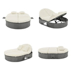 Letto prendisole da esterno per patio, daybed per 2 persone con cuscini e guanciali