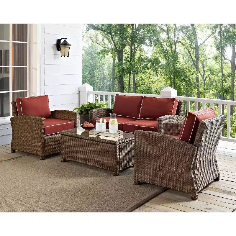 Conjunto de conversação de exterior em vime com 4 peças Bradenton - Crosley