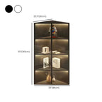 Modern Grey Metal Wood Corner Display Cabinet with Glass Door
