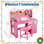 Ensemble bureau et chaise d’étude pour enfants avec rangement, bureau d’étude pour enfants avec dessus et plateau inclinable, de 3 à 8 ans, table d’écriture pour chambre