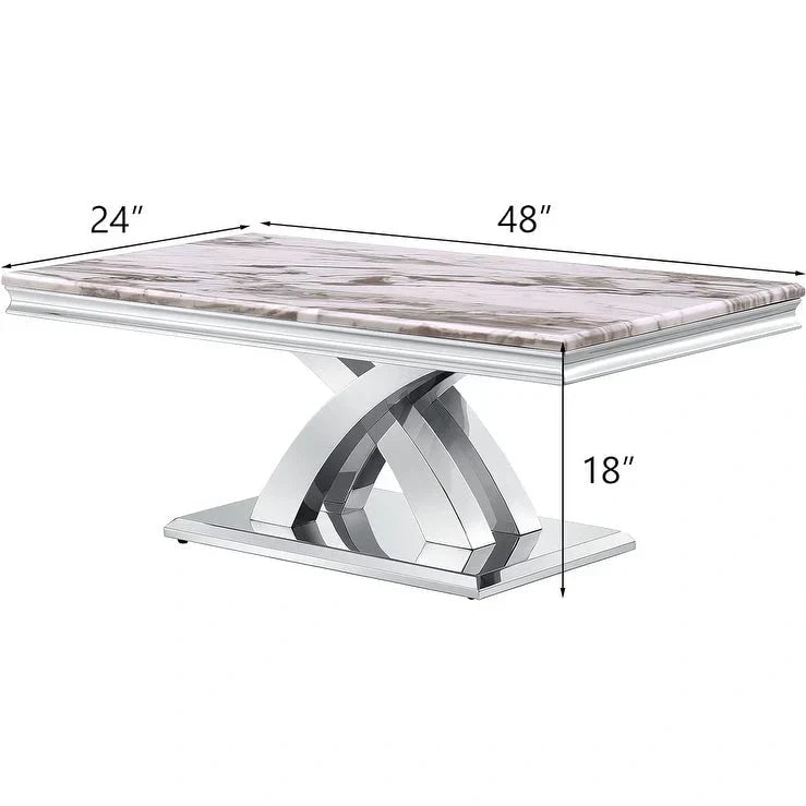 Moderne salontafel van 122 cm, rechthoekige salontafel met X-vormige voet voor de woonkamer