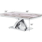 Moderne salontafel van 122 cm, rechthoekige salontafel met X-vormige voet voor de woonkamer
