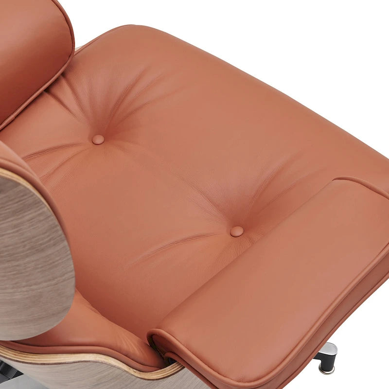 Poltrona lounge reclinabile in pelle dal design moderno di metà secolo