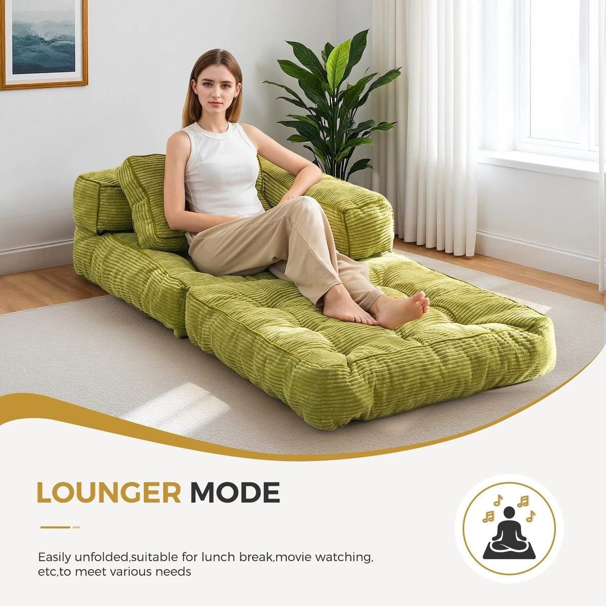 Składana sofa z funkcją spania, narożna sofa podłogowa w kształcie litery L