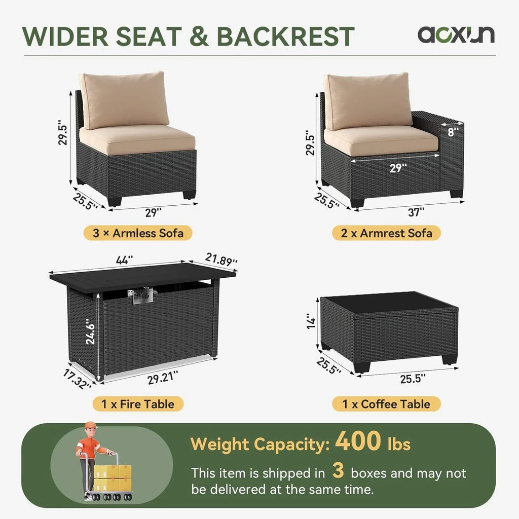 Ensemble de mobilier de terrasse extérieur avec coussins épaissis de 10 cm