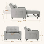 3-in-1-Schlafsofa mit verstellbarer Rückenlehne, ausziehbarer Sessel, umwandelbares Klappbett fürs Wohnzimmer