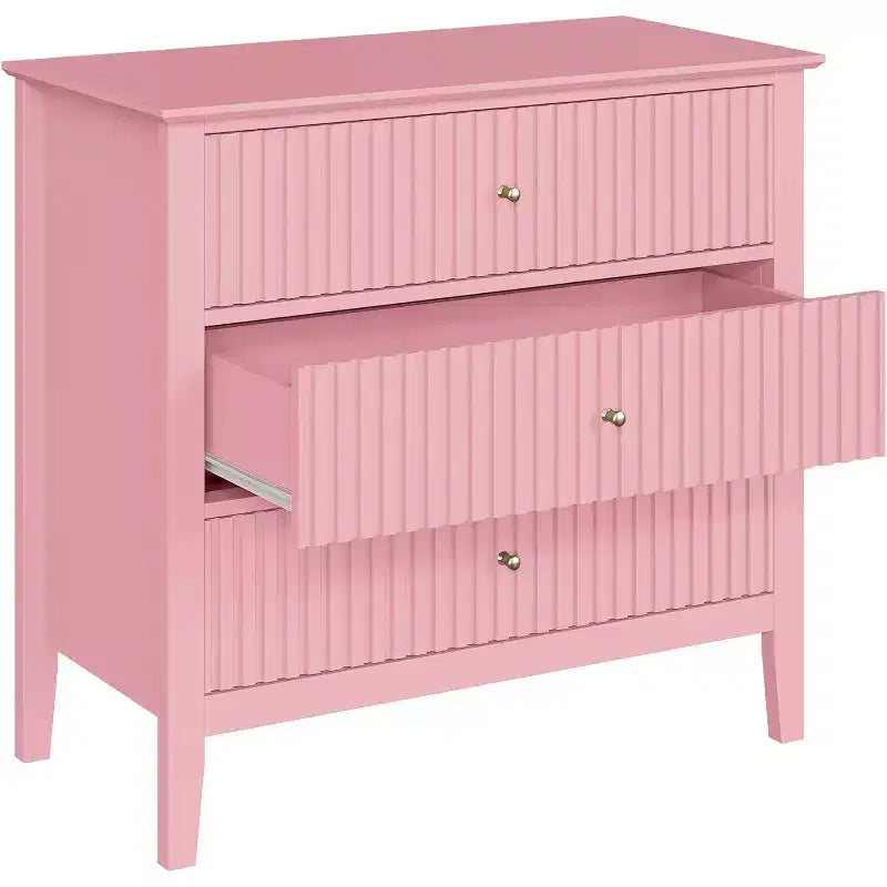 Comò Heynemo a 3 cassetti, comodino in legno verniciato alto 30 pollici con contenitore, ampia cassettiera moderna con guide a sfere