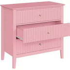 Comò Heynemo a 3 cassetti, comodino in legno verniciato alto 30 pollici con contenitore, ampia cassettiera moderna con guide a sfere