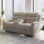Beige-graues Relaxsofa aus Tech-Gewebe, 2-Sitzer, mit verstellbarer Rückenlehne und Fußstütze