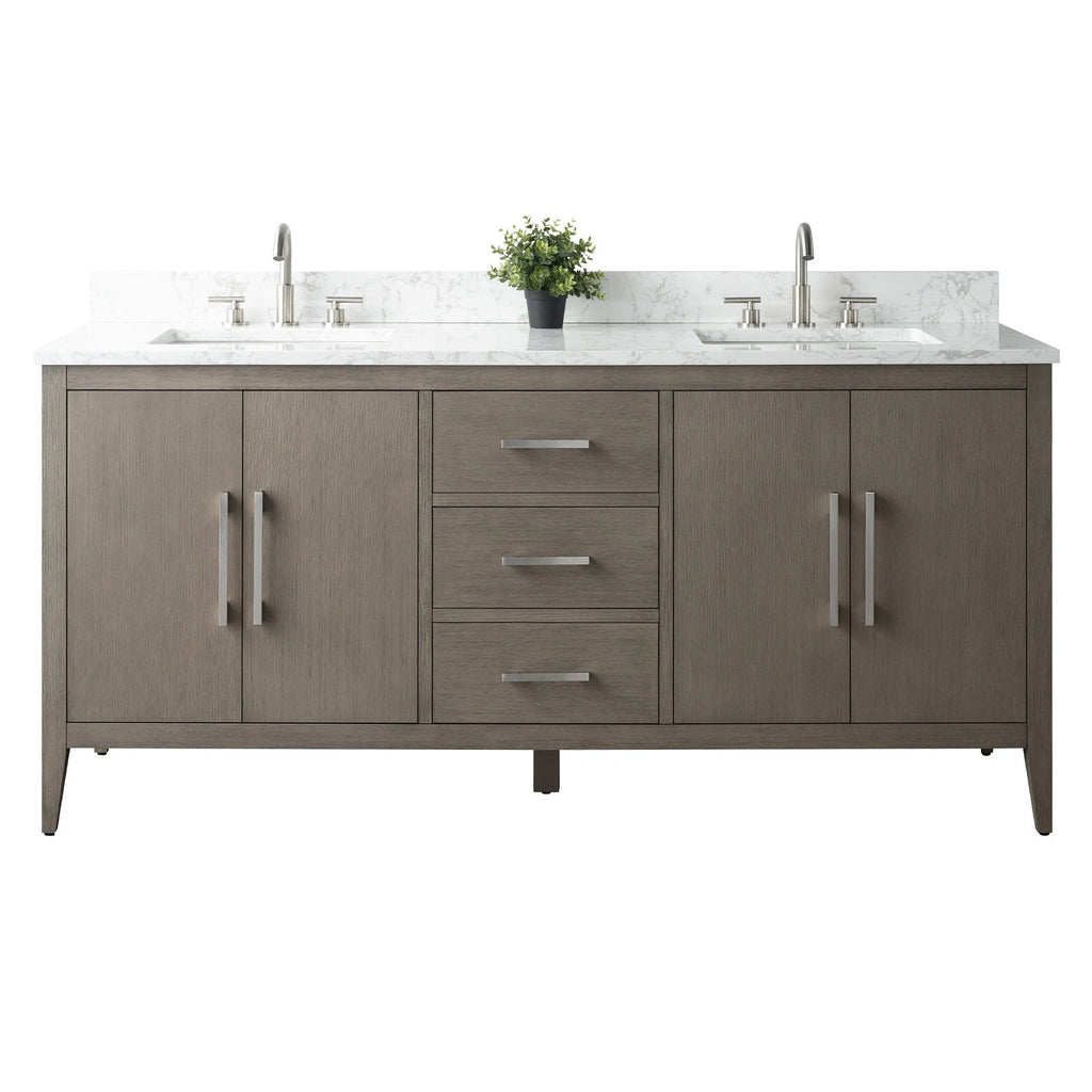Mobile bagno Vanity Art 72 con doppio lavabo e piano in marmo composito