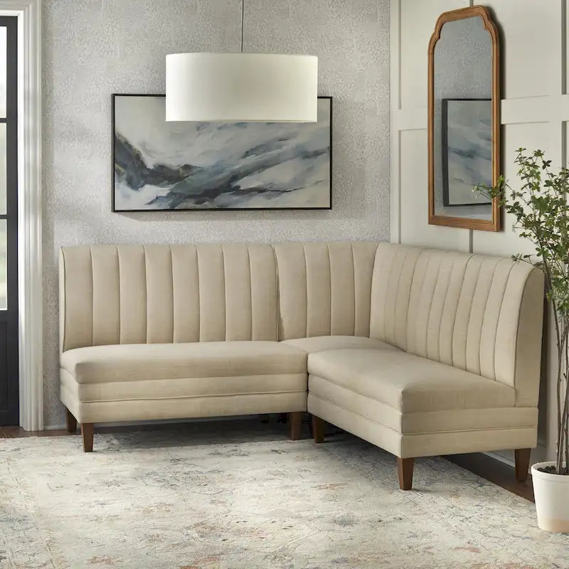 Conjunto de banqueta estofada de 3 peças Lifestorey Kerrington com costas caneladas