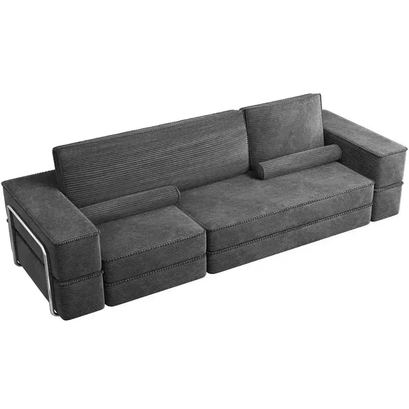 Verstellbares Cloud-Ecksofa, bequemes Cord-Ecksofa mit tiefem Sitz und hohen Kissen, einfache Montage