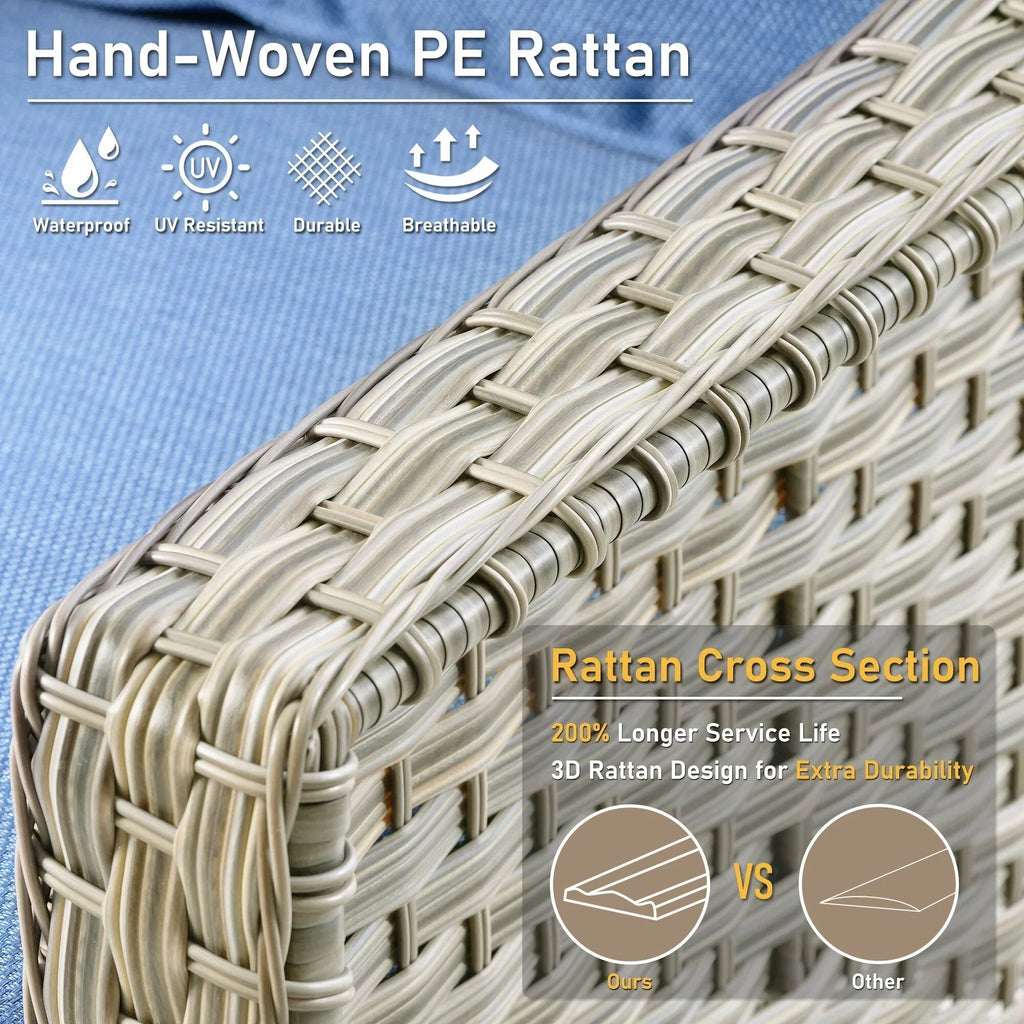 HOOOWOOO 2-teiliges Gartenstuhl-Set aus Korbgeflecht und Rattan mit hoher Rückenlehne