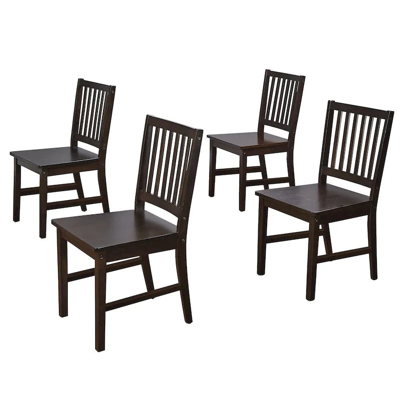 Set aus 4 Esszimmerstühlen aus Massivholz mit Sprossenlehne, stabilem Rahmen, klassischem Design und einfacher Montage