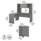 Echo L-vormig bureau met opzetkast en laden
