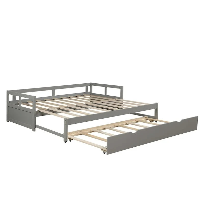 Letto da giorno allungabile con letto estraibile, letto da giorno in legno con letto estraibile