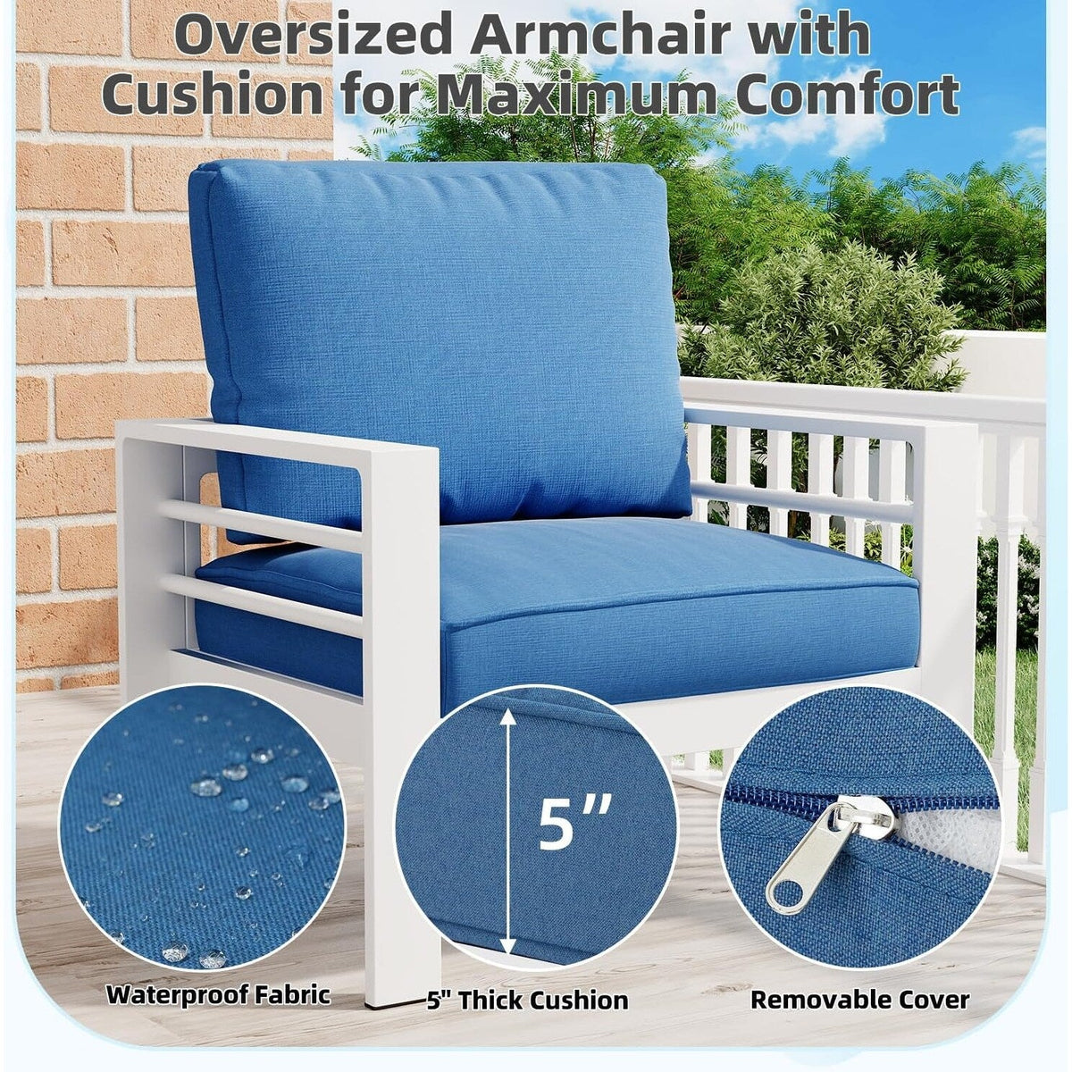 AECOJOY 7-delige aluminium tuinmeubelset voor buiten, loungeset