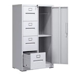 Metal Storage Vertical Filing Cabinet with Lock, Steel File Locker with 4 Drawers