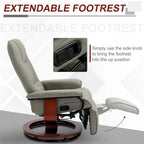 Fauteuil inclinable HomCom en similicuir, réglable, à base pivotante et commande manuelle, avec repose-pieds confortable et relaxant