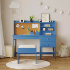 Ensemble bureau et chaise pour enfants, table d’étude en bois avec plateau inclinable réglable, tiroirs et tableau en liège – ensemble bureau d’apprentissage scolaire pour enfants