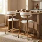 Tabouret de bar à hauteur de comptoir avec assise rembourrée et pieds en métal, chaise moderne de 26,3 pouces pour îlot de cuisine