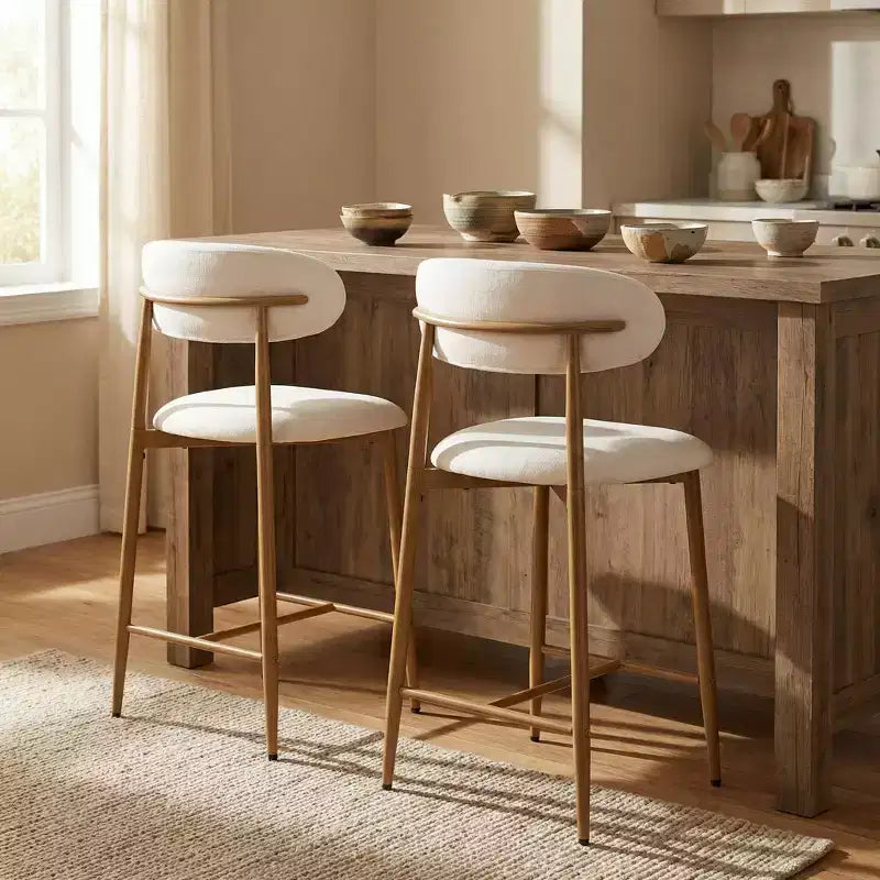 Tabouret de bar à hauteur de comptoir avec assise rembourrée et pieds en métal, chaise moderne de 26,3 pouces pour îlot de cuisine