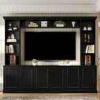 4-piece entertainment center wall unit set with bridge for TVs up to 70, TV stand W/adjustable shelves, large media console