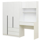 3-in-1-Kleiderschrank mit Schminktisch, Schreibtisch-Set, Schlafzimmerschrank mit 2 Schubladen, 3 Türen und Stauraum
