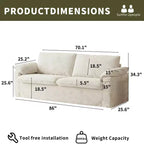 Dyonery 86 Cloud Loveseat-Sofa mit tiefer Sitzfläche und breiten Armlehnenkissen, stabilem Rahmen und atmungsaktivem ergonomischem Design