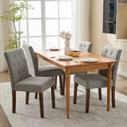 Parsons-Esszimmerstühle mit Knopfheftung, Set aus 6/4 Stück – gepolsterte Küchenstühle aus Stoff mit Holzbeinen und gepolsterten Sitzen – moderner Stil
