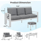 AECOJOY 7-delige aluminium tuinmeubelset voor buiten, loungeset