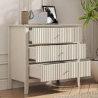 Comò Heynemo a 3 cassetti, comodino in legno verniciato alto 30 pollici con contenitore, ampia cassettiera moderna con guide a sfere