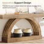 Console d'entrée Lantine de 160 cm, table de canapé à 2 niveaux derrière le canapé, console étroite de style campagne à arche unique pour couloir, salon, vestibule, naturel