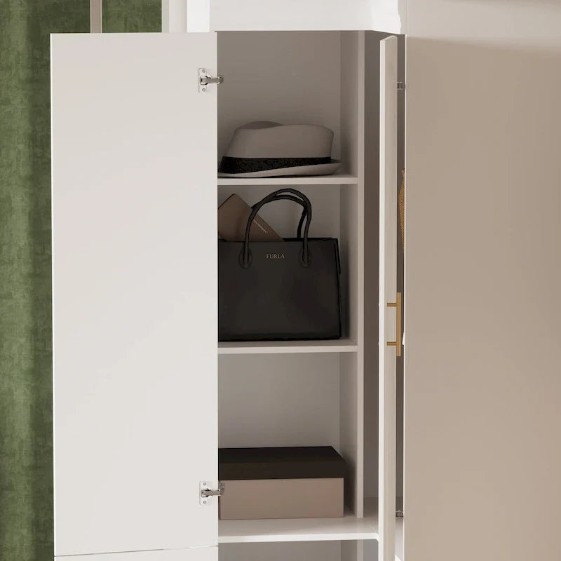 Kleiderschrank mit 93,9/74,2 Zoll Höhe, Hängebereich, Schubladen und Stauraum