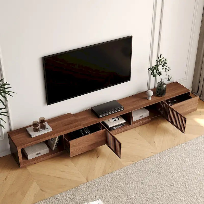Moderner ausziehbarer und erweiterbarer TV-Schrank mit 4 Schubladen, für Fernseher bis 103 Zoll – 78,54 T × 15,74 B × 13,78 H