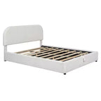 Letto imbottito matrimoniale con contenitore sollevabile - bianco