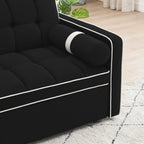 Sofá-Cama Convertível de Veludo para 2 Pessoas, com 55', Cama Extensível, Encosto Reclinável Ajustável, Bolsos Laterais e Suporte para Telemóvel