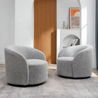 KINWELL 34 Wide Upholstered Swivel Accent Barrel Chair (Set of 2)
