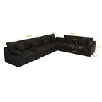 Großes Ecksofa aus Leinen für das Wohnzimmer-Set