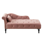 Moderne chaise longue van 60,6 inch met fluwelen bekleding, gecapitonneerde knopen, massief houten poten en sierspijkers
