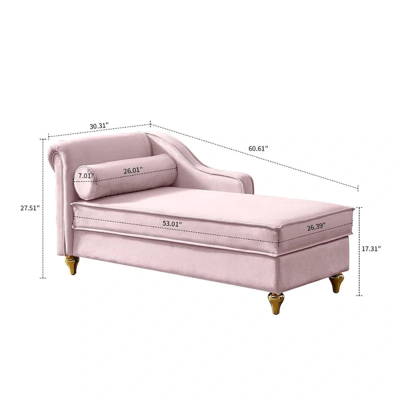 Elegante französische Chaiselongue mit Samtbezug, Stauraum und Kissen