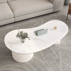 Minimalistischer ovaler Standard-Couchtisch in Weiß mit 2 Schubladen